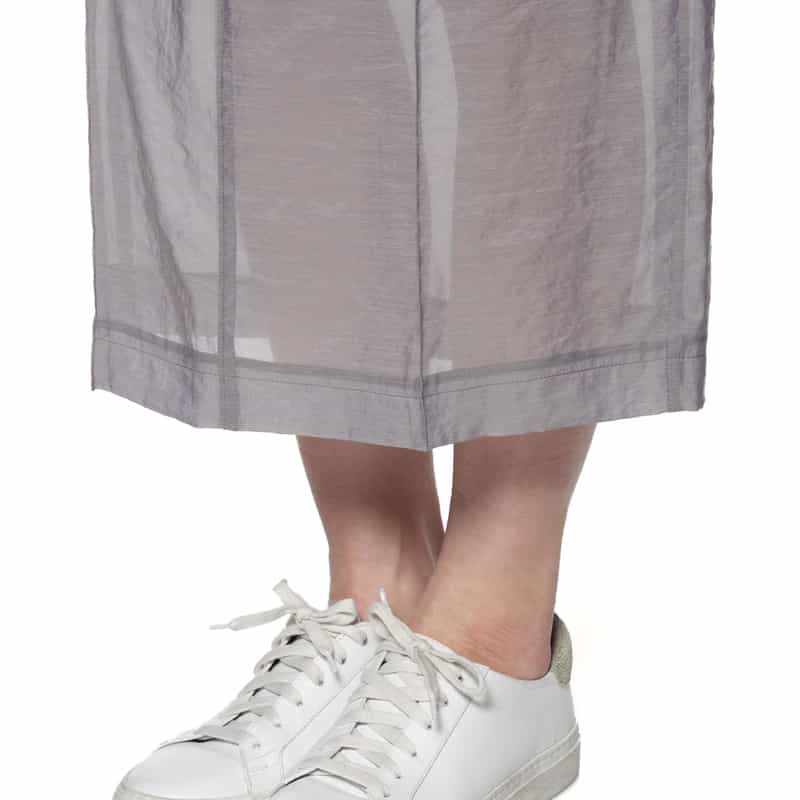 BARNEYS NEW YORK ウォッシャブル シアー素材ドローストリングロングスカート GRAY