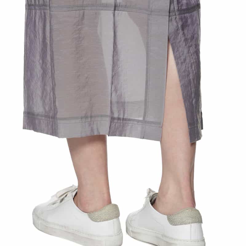 BARNEYS NEW YORK ウォッシャブル シアー素材ドローストリングロングスカート GRAY