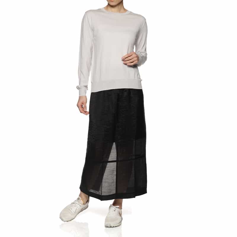 BARNEYS NEW YORK コットンシルク素材リブニットプルオーバー GRAY