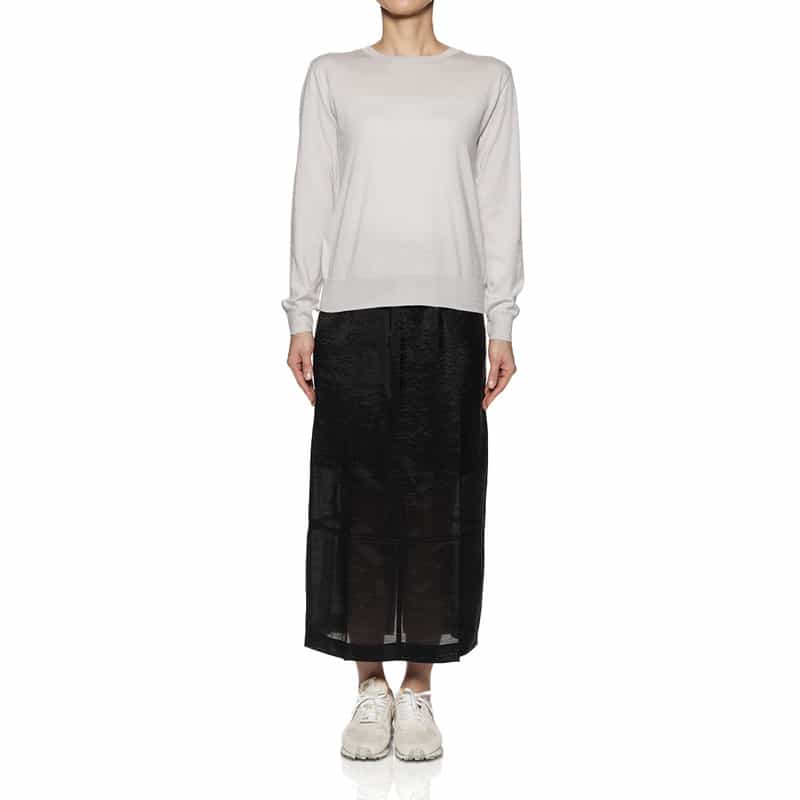 BARNEYS NEW YORK コットンシルク素材リブニットプルオーバー GRAY
