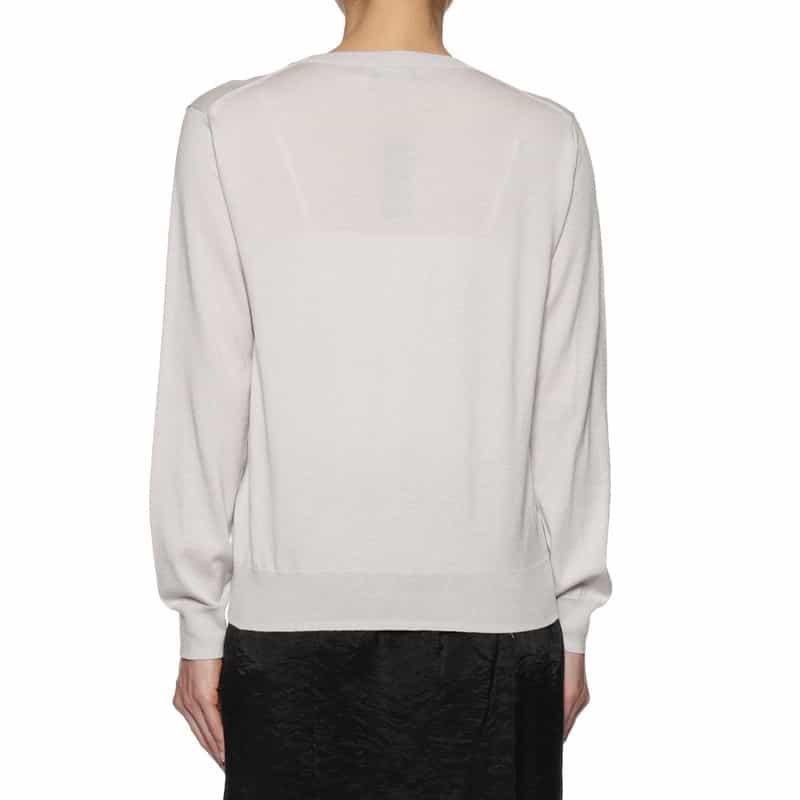 BARNEYS NEW YORK コットンシルク素材リブニットプルオーバー GRAY