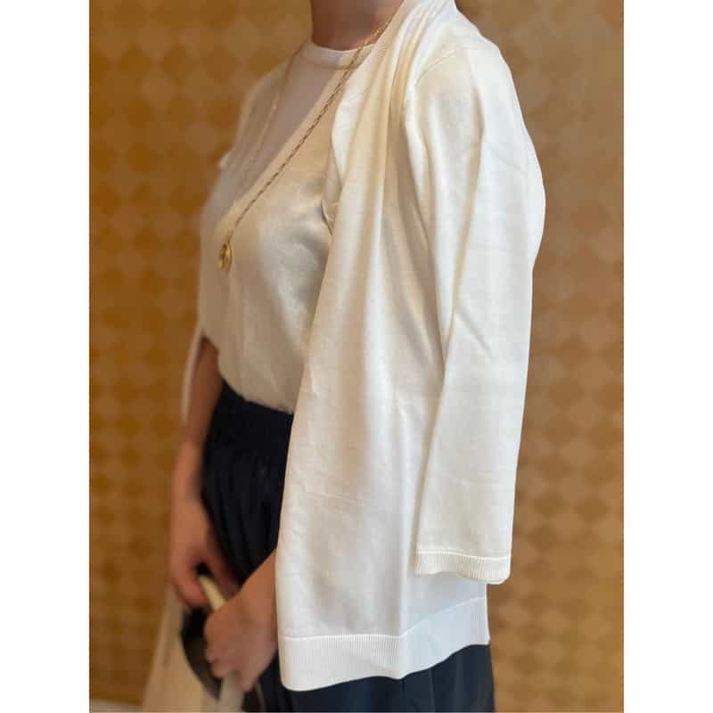 BARNEYS NEW YORK ウォッシャブル シーアイランドコットン カーディガン WHITE