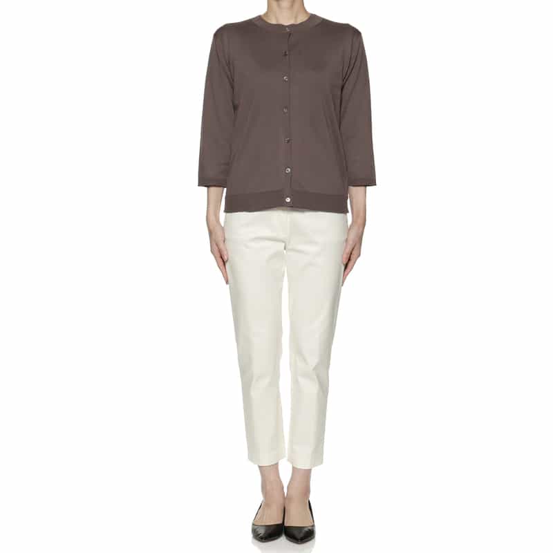 BARNEYS NEW YORK ウォッシャブル シーアイランドコットン カーディガン BROWN