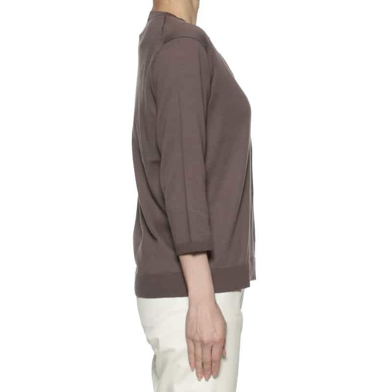 BARNEYS NEW YORK ウォッシャブル シーアイランドコットン カーディガン BROWN