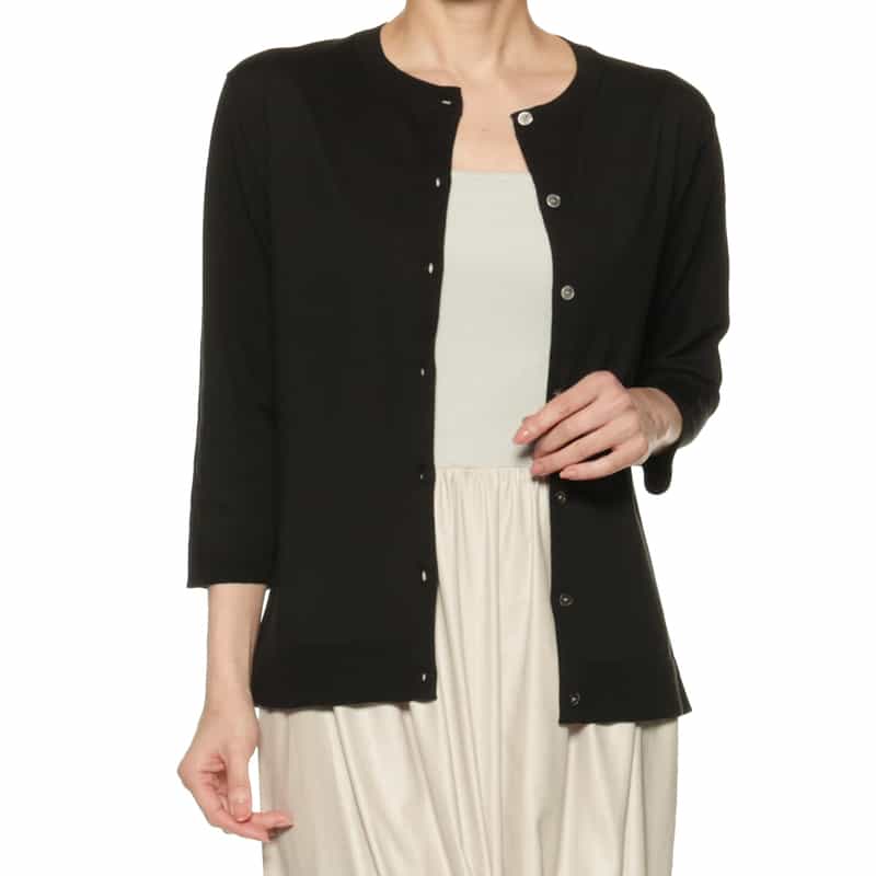 BARNEYS NEW YORK ウォッシャブル シーアイランドコットン カーディガン BLACK