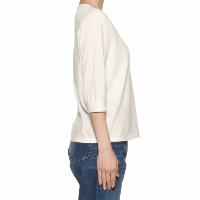BARNEYS NEW YORK ウォッシャブル シーアイランドコットン ニットプルオーバー WHITE