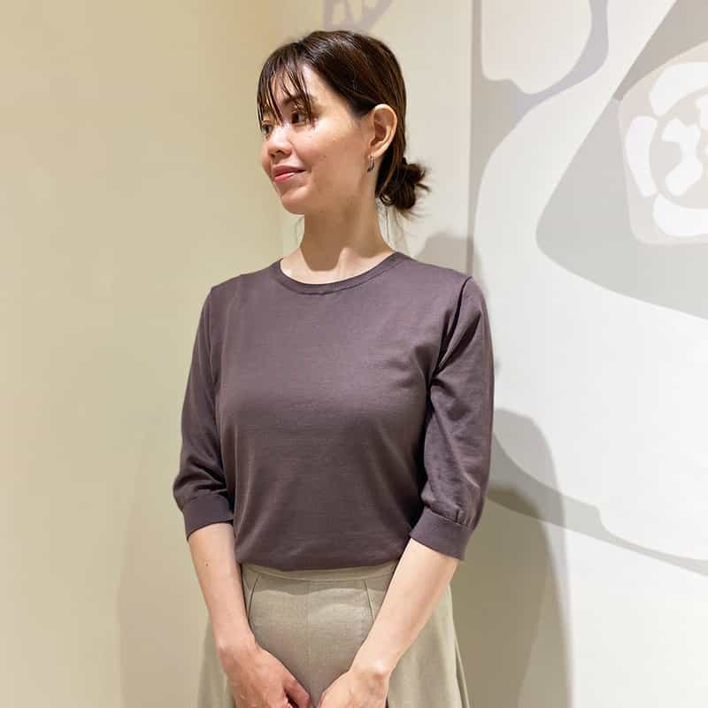 BARNEYS NEW YORK ウォッシャブル シーアイランドコットン ニットプルオーバー BROWN