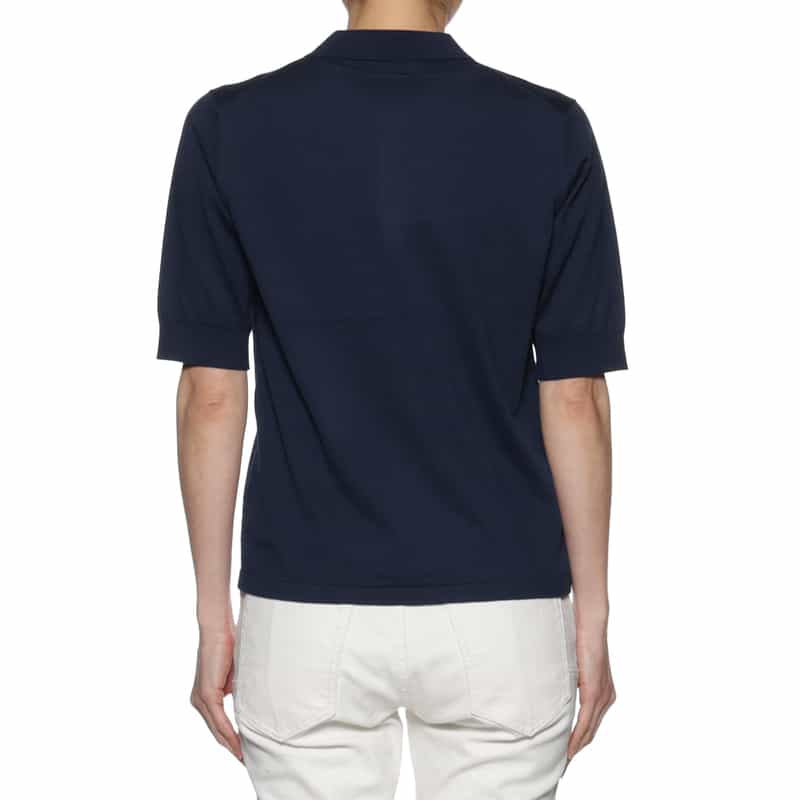 BARNEYS NEW YORK ウォッシャブル シーアイランドコットン ポロシャツ NAVY