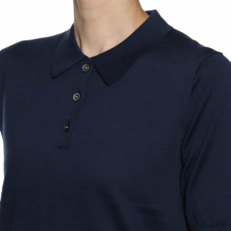 BARNEYS NEW YORK ウォッシャブル シーアイランドコットン ポロシャツ NAVY