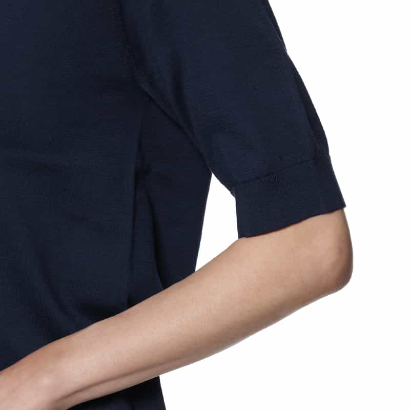 BARNEYS NEW YORK ウォッシャブル シーアイランドコットン ポロシャツ NAVY