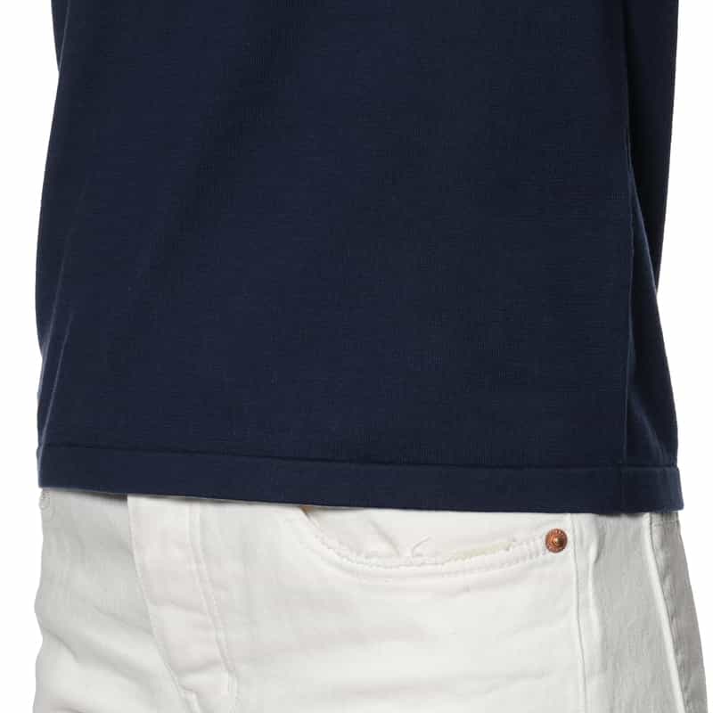 BARNEYS NEW YORK ウォッシャブル シーアイランドコットン ポロシャツ NAVY