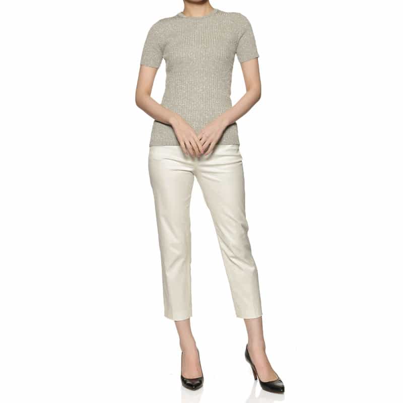 KANAKO SAKAI ラメ入りリブニットプルオーバー GRAY