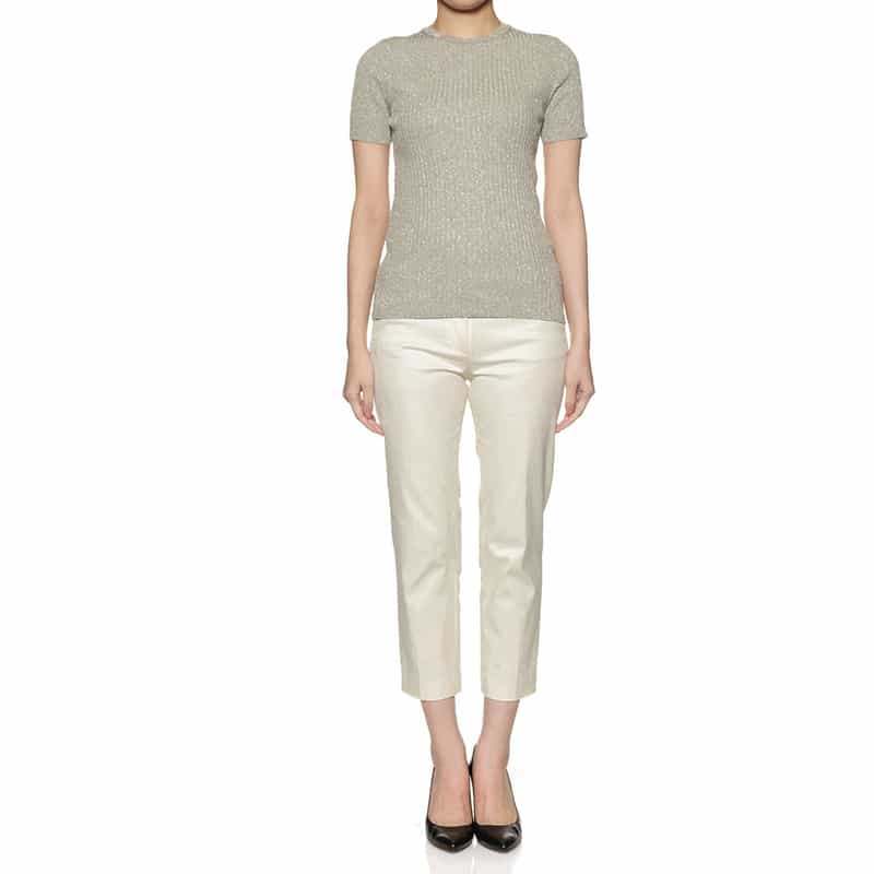 KANAKO SAKAI ラメ入りリブニットプルオーバー GRAY