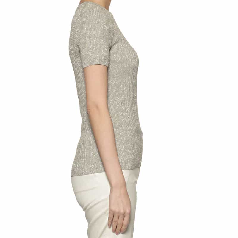 KANAKO SAKAI ラメ入りリブニットプルオーバー GRAY