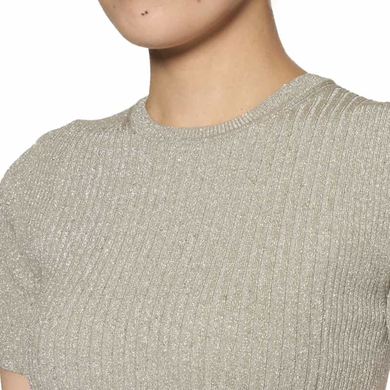 KANAKO SAKAI ラメ入りリブニットプルオーバー GRAY