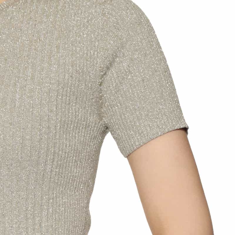 KANAKO SAKAI ラメ入りリブニットプルオーバー GRAY