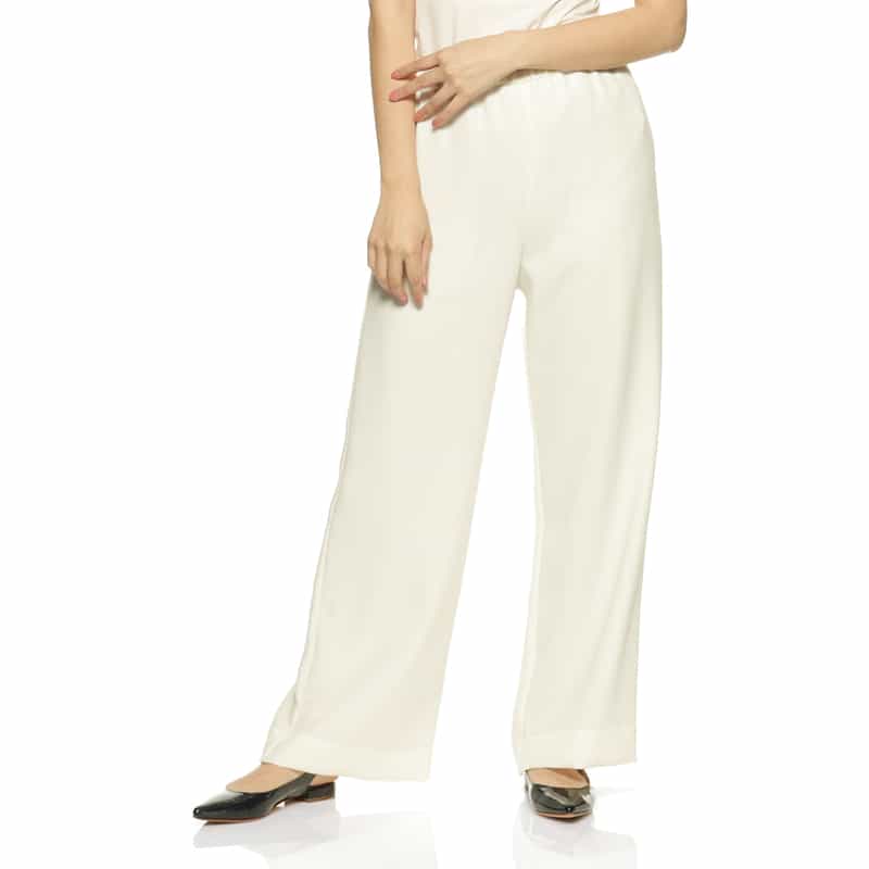 BARNEYS NEW YORK ウォッシャブル ドローリングワイドパンツ WHITE
