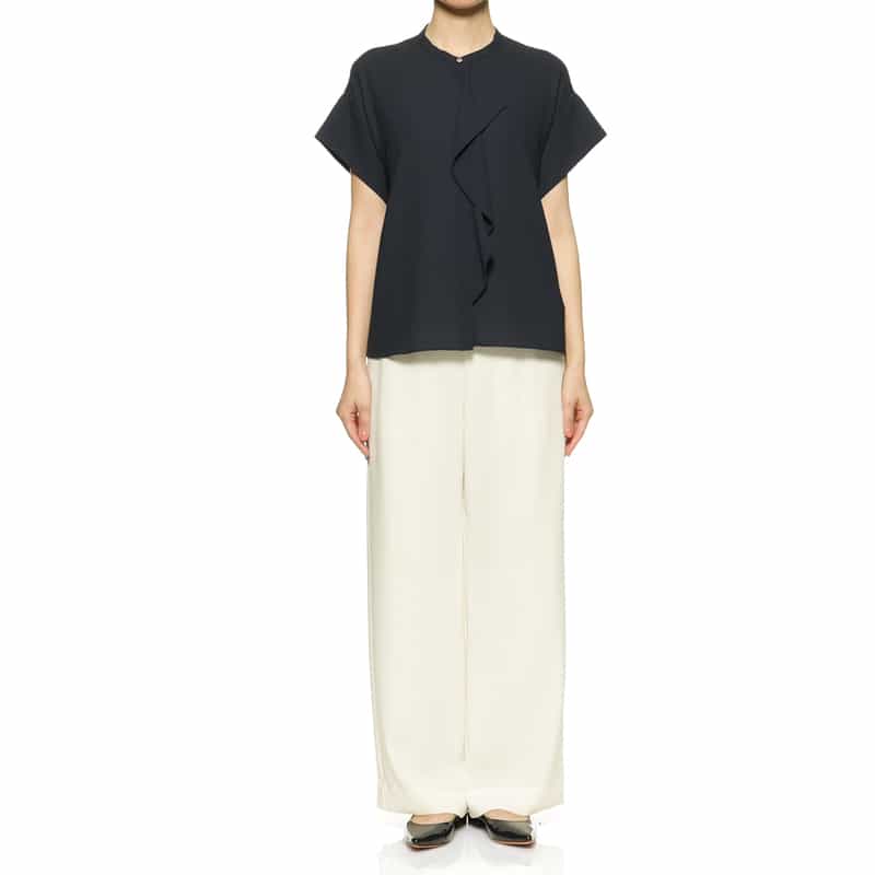 BARNEYS NEW YORK ウォッシャブル ドローリングワイドパンツ WHITE