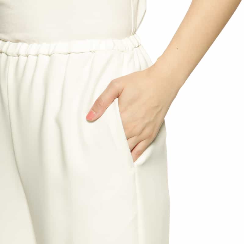 BARNEYS NEW YORK ウォッシャブル ドローリングワイドパンツ WHITE