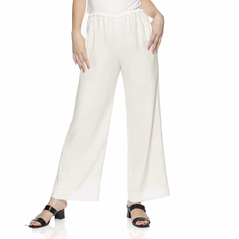 BARNEYS NEW YORK ウォッシャブル ドローストリング ワイドパンツ OFF WHITE