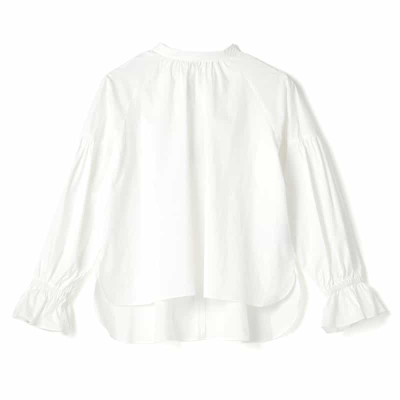 BARNEYS NEW YORK ウォッシャブル スタンドカラーバックリボンブラウス OFF WHITE