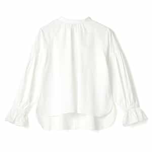 ウォッシャブル スタンドカラーバックリボンブラウス