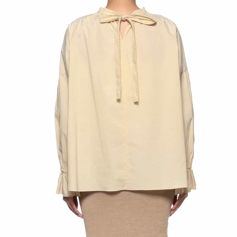 BARNEYS NEW YORK ウォッシャブル スタンドカラーバックリボンブラウス BEIGE