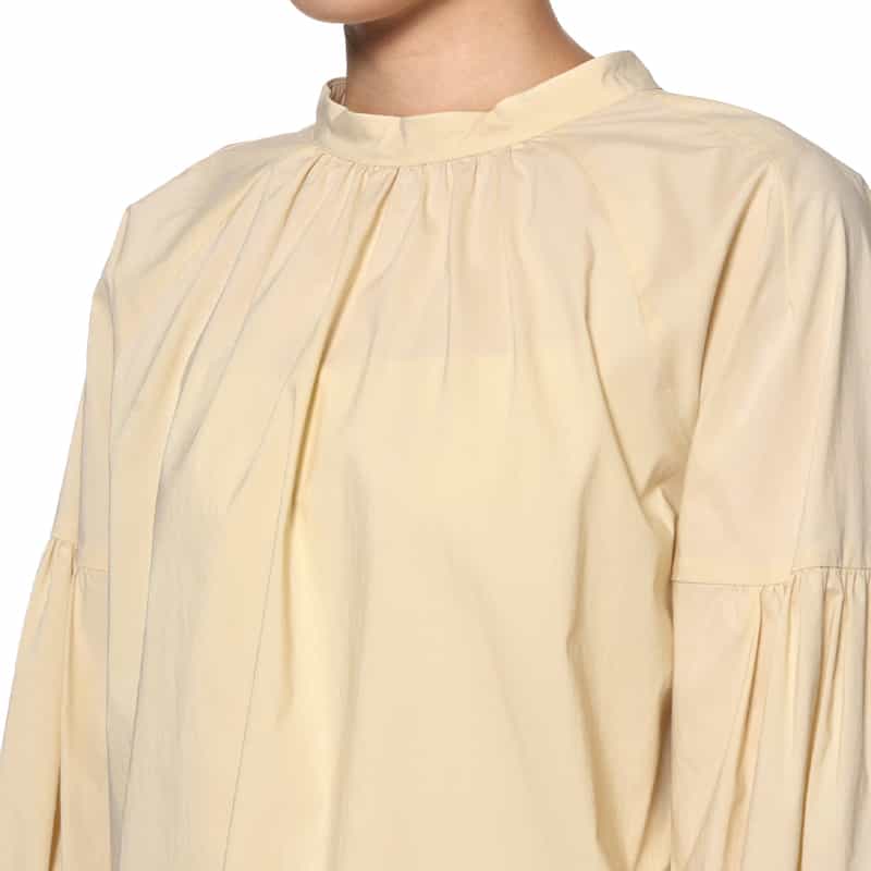 BARNEYS NEW YORK ウォッシャブル スタンドカラーバックリボンブラウス BEIGE