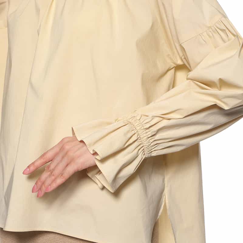 BARNEYS NEW YORK ウォッシャブル スタンドカラーバックリボンブラウス BEIGE