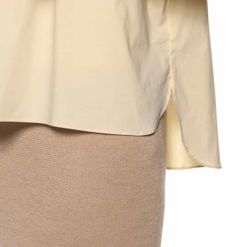 BARNEYS NEW YORK ウォッシャブル スタンドカラーバックリボンブラウス BEIGE