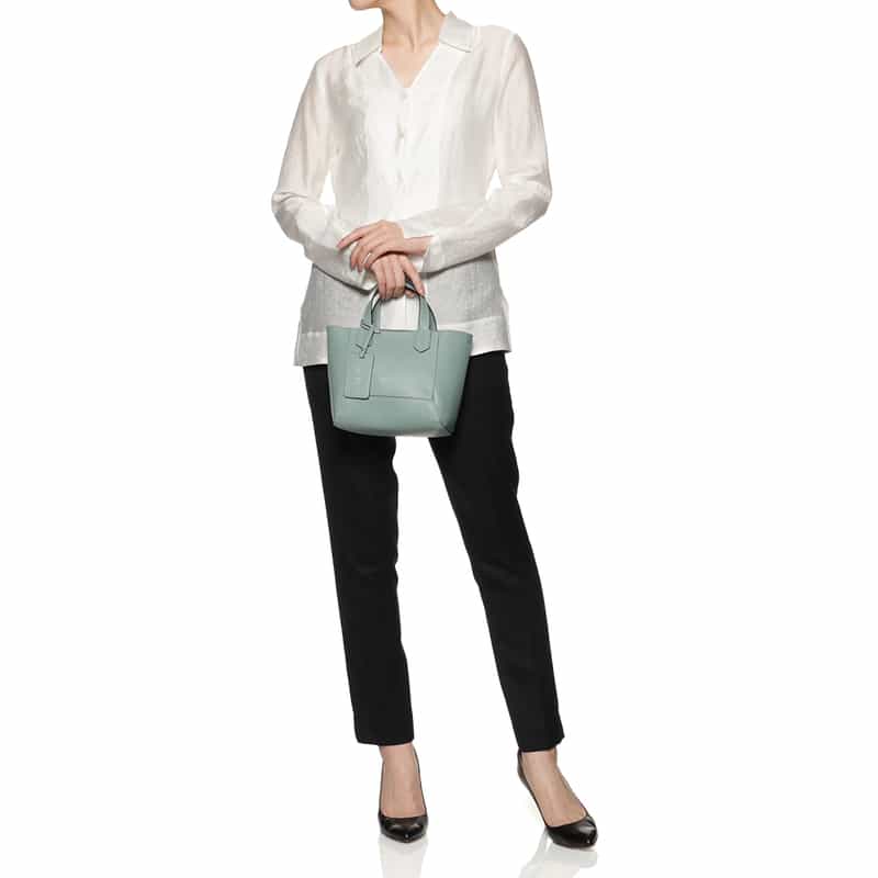 BARNEYS NEW YORK マイクロファイバー素材ミニトートバッグ LIGHT GREEN