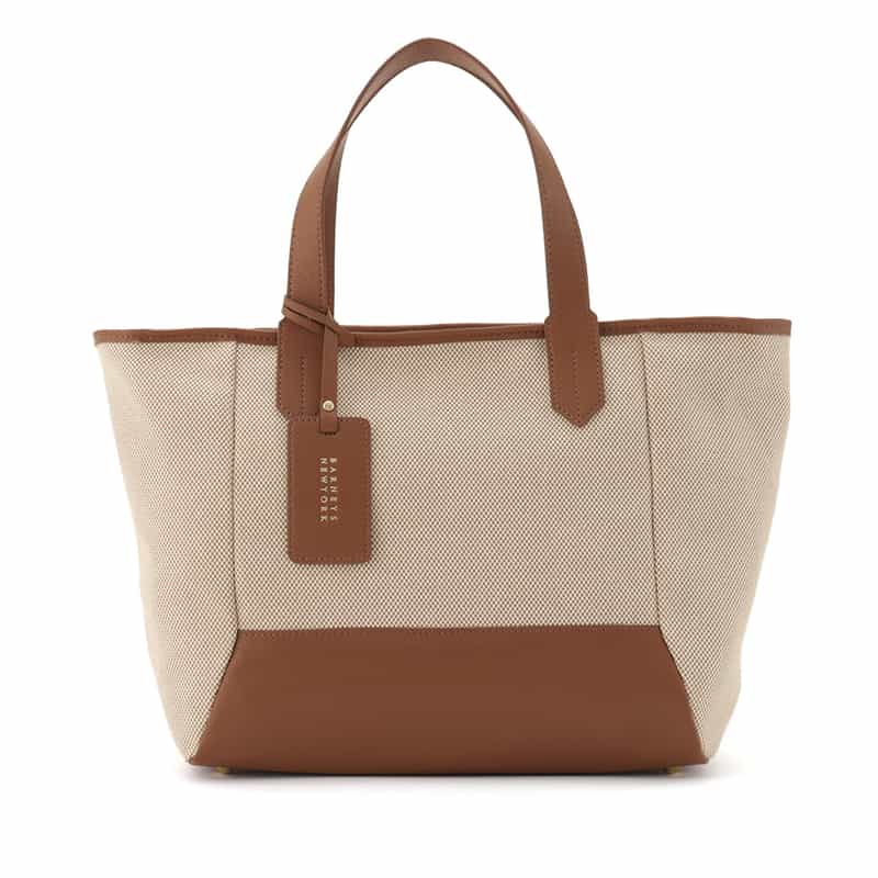 BARNEYS NEW YORK レザー×シャンブレー素材コンビネーショントートバッグ BEIGE