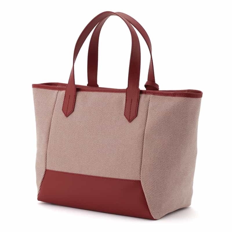 BARNEYS NEW YORK レザー×シャンブレー素材コンビネーショントートバッグ RED