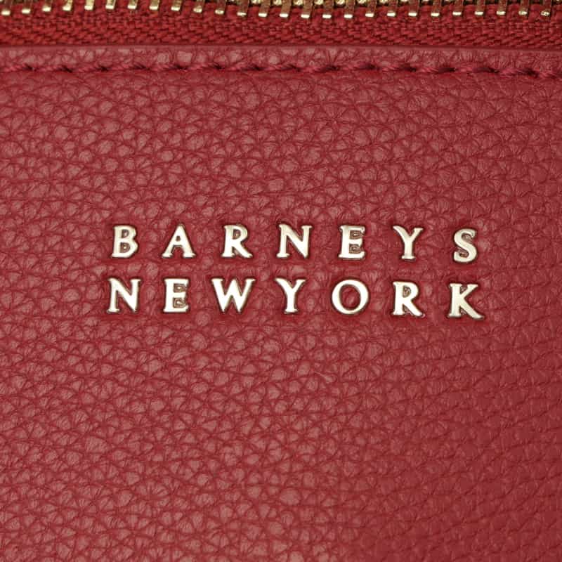 BARNEYS NEW YORK レザー×シャンブレー素材コンビネーショントートバッグ RED