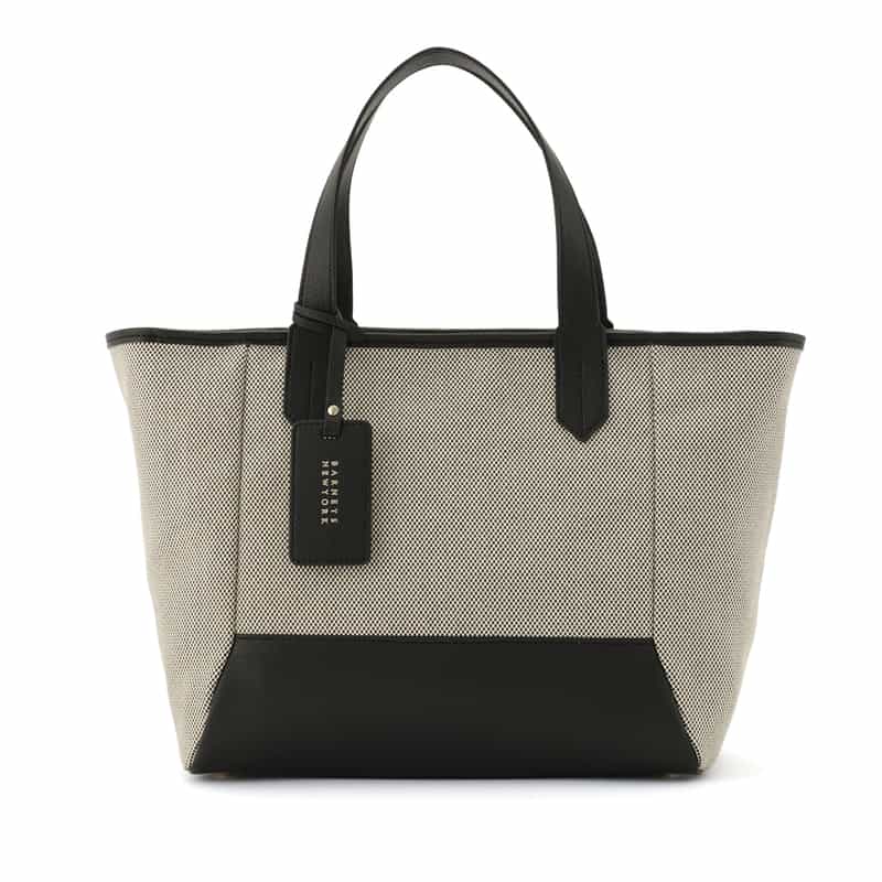 BARNEYS NEW YORK レザー×シャンブレー素材コンビネーショントートバッグ BLACK