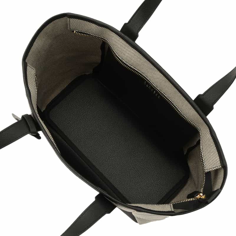 BARNEYS NEW YORK レザー×シャンブレー素材コンビネーショントートバッグ BLACK