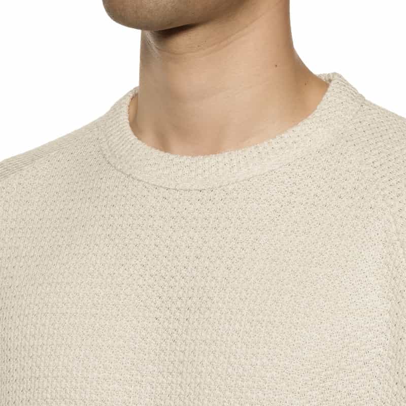 BARNEYS NEW YORK ローゲージ鹿の子素材クルーネックプルオーバー WHITE