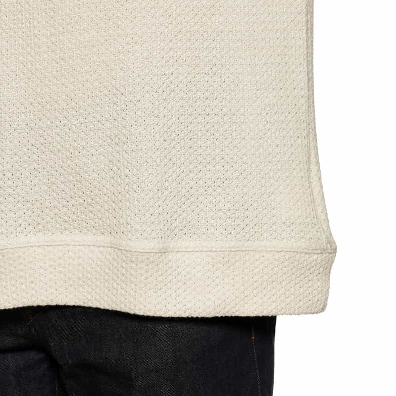 BARNEYS NEW YORK ローゲージ鹿の子素材クルーネックプルオーバー WHITE