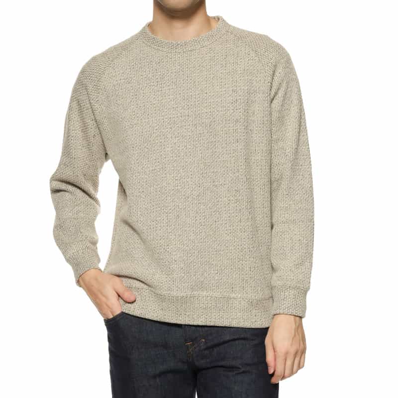 BARNEYS NEW YORK ローゲージ鹿の子素材クルーネックプルオーバー BEIGE