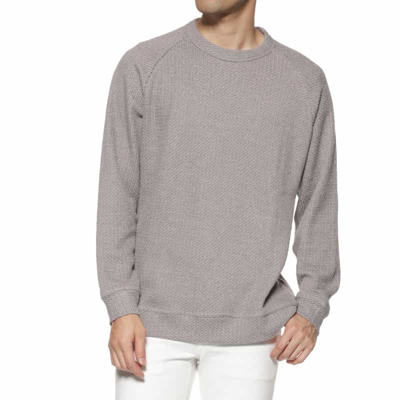 BARNEYS NEW YORK ローゲージ鹿の子素材クルーネックプルオーバー GRAY