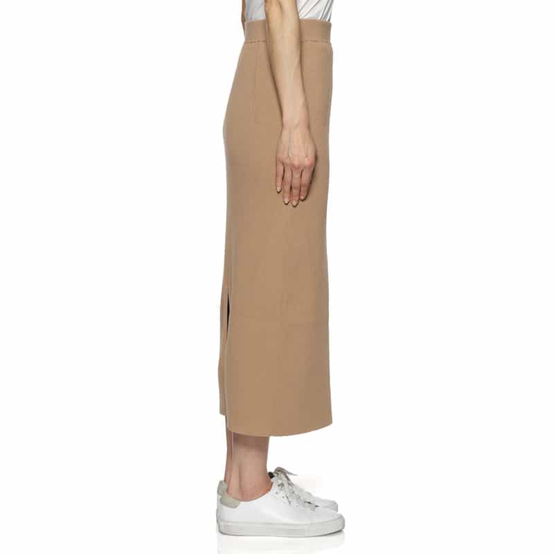 BARNEYS NEW YORK ウォッシャブル バックスリット ニットスカート BROWN