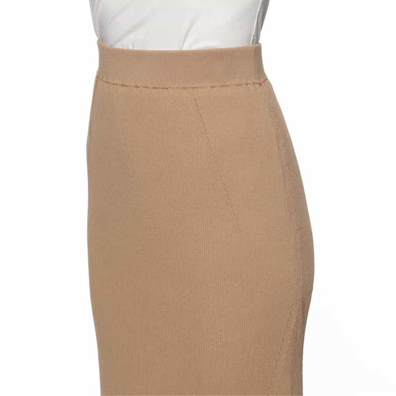 BARNEYS NEW YORK ウォッシャブル バックスリット ニットスカート BROWN