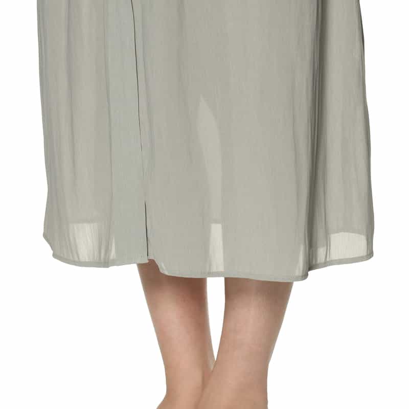 BARNEYS NEW YORK ウォッシャブル シアー素材 ベルテッド ワイドスプレッドカラードレス GRAY