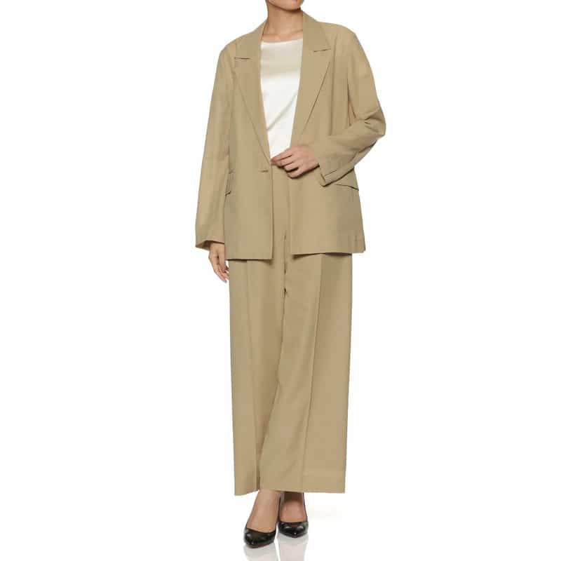 BARNEYS NEW YORK セットアップ ウォッシャブル ワイドパンツ BEIGE