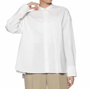 ウォッシャブル バックフレアスタンドカラーシャツ