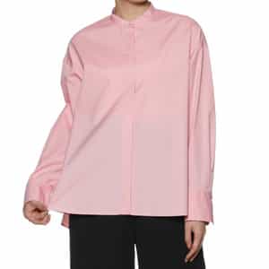 ウォッシャブル バックフレアスタンドカラーシャツ