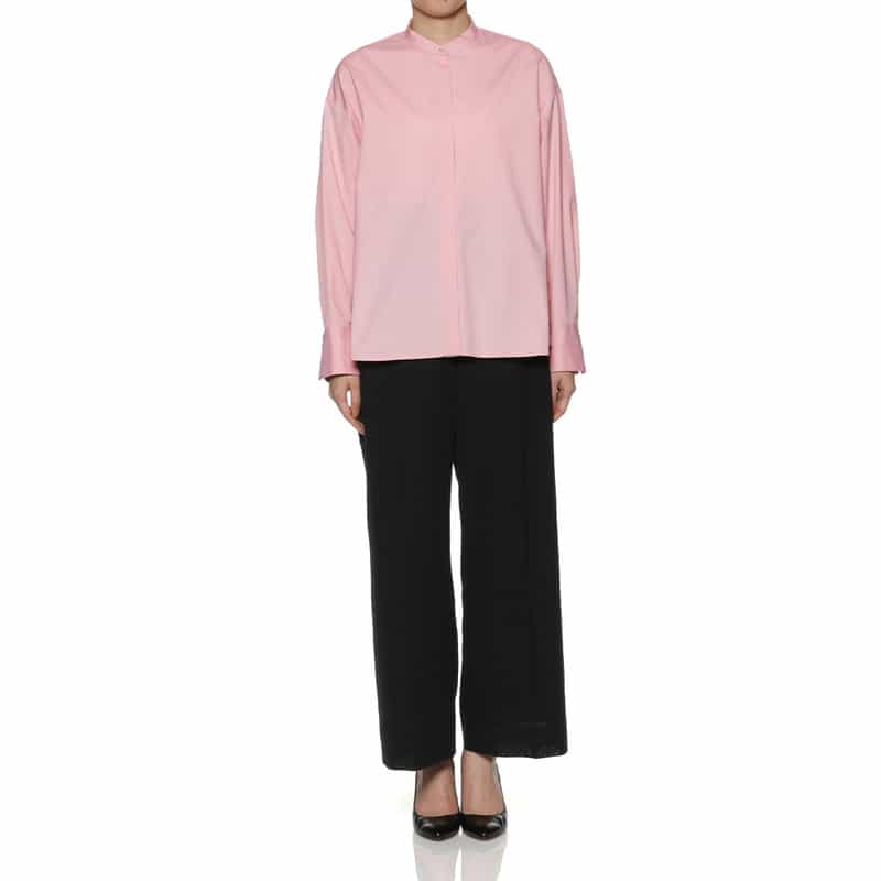 BARNEYS NEW YORK ウォッシャブル バックフレアスタンドカラーシャツ PINK