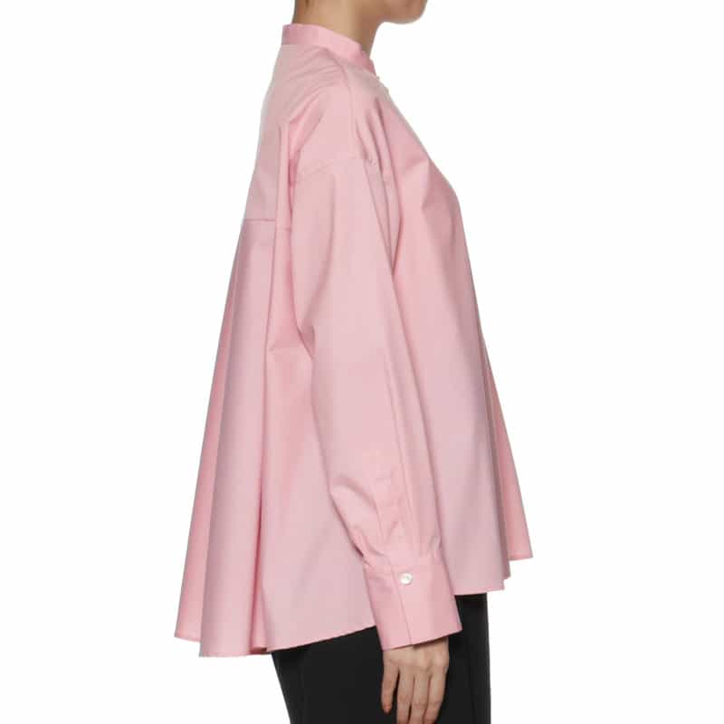 BARNEYS NEW YORK ウォッシャブル バックフレアスタンドカラーシャツ PINK