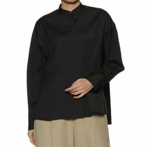 ウォッシャブル バックフレアスタンドカラーシャツ