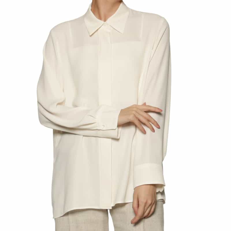 BARNEYS NEW YORK ウォッシャブル シフォンシャツ WHITE